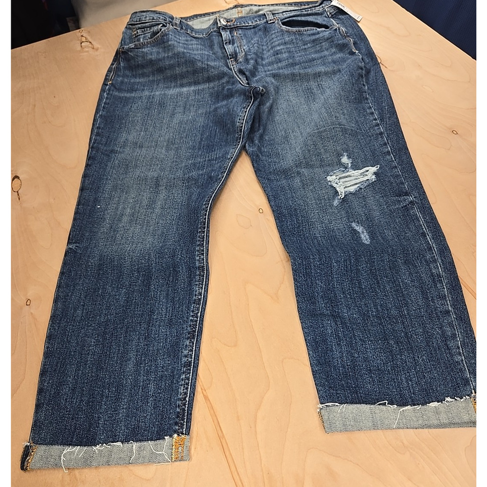 Old Navy Womens Boyfriend Jeans Size 16 Distressed Ankle Raw Hem